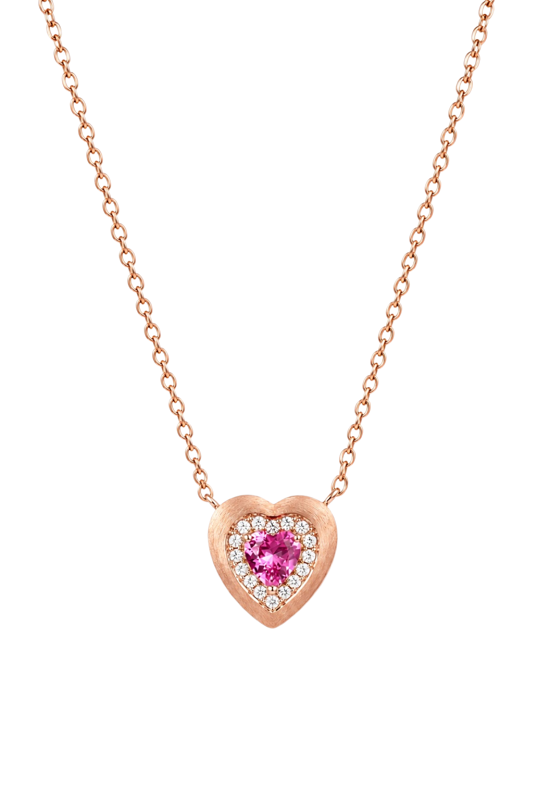 Pink brush Heart Necklace