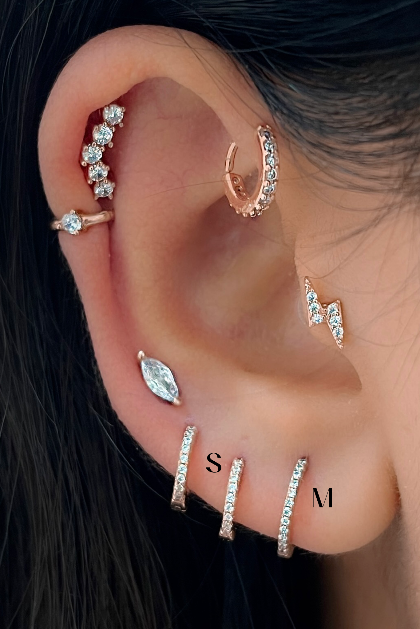 S hoop earring